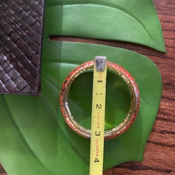 Enamel Orange and Gold Metal Bracelet NWOT Jewelry Bangle Bracelet Summer Style - Picture 12 of 14